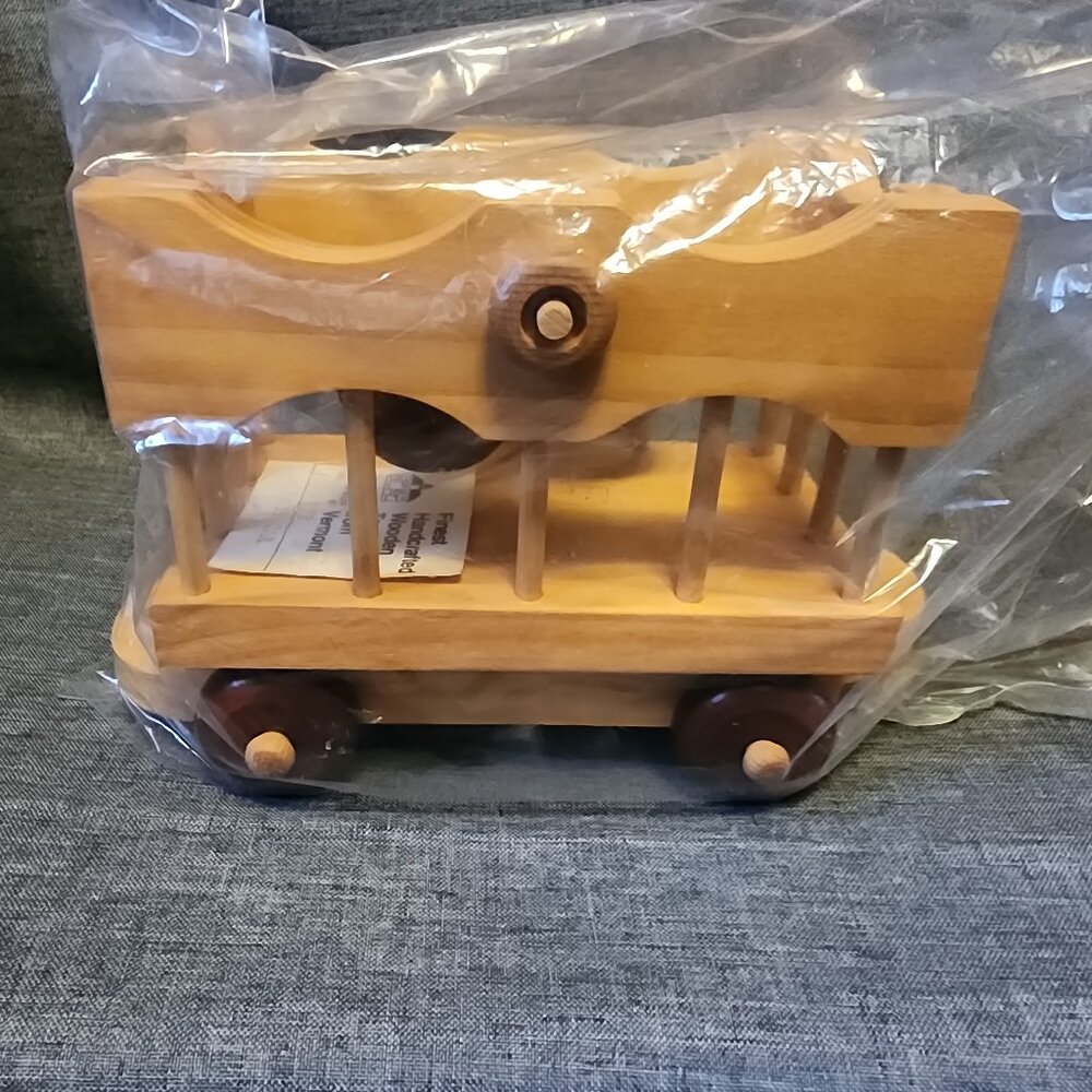 Montgomery Schoolhouse Vermont Handcrafted Wooden Monkey Toy Train Car
